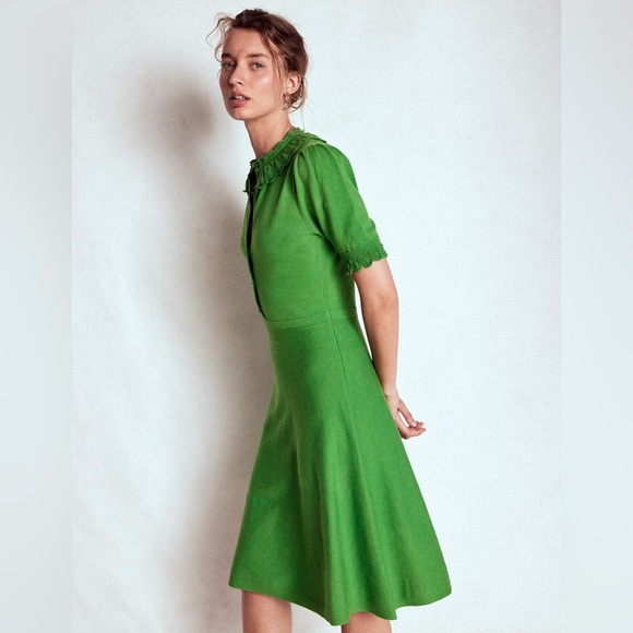 NWT Boden Melina Ruffle Knitted Dress in Paradise Green - Picture 4 of 13